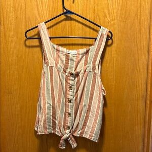 American Eagle Outfitters Striped Tie-Front Blouse